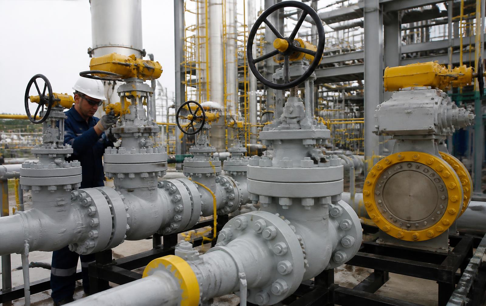 Flanged valve manifold at a chemical plant